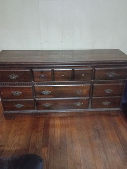 Dark Wood Dresser with 9 Drawers