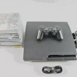 Sony PlayStation 3 PS3 Slim - CECH-2001A w/  Controller & Cables & Games- Tested