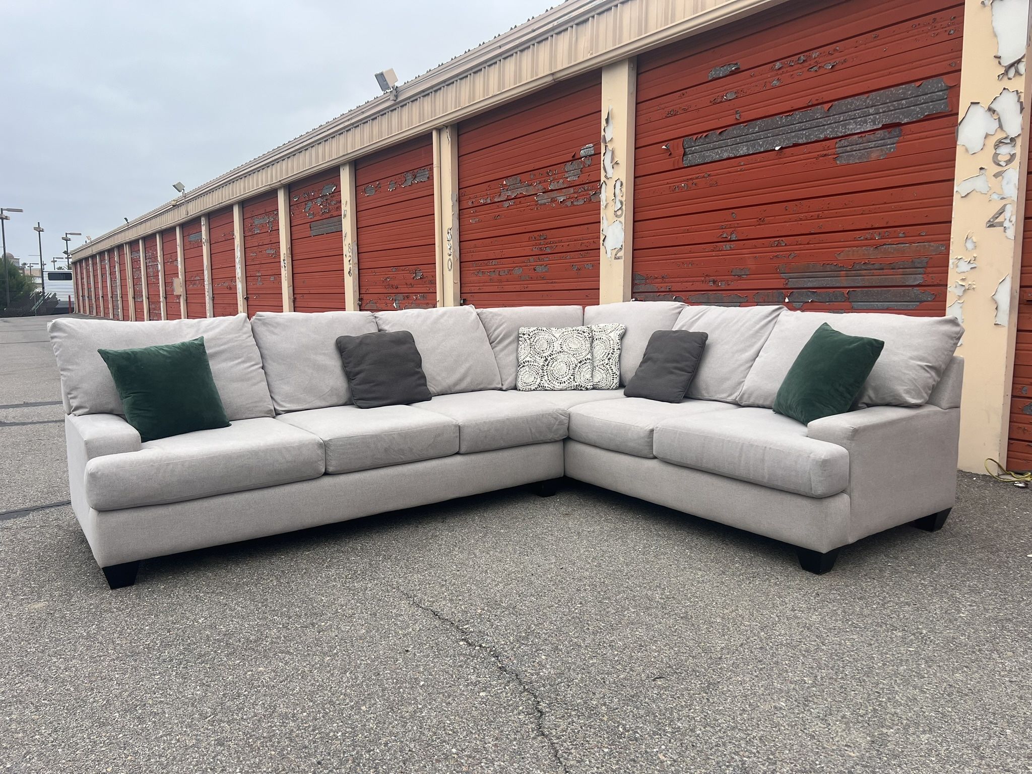 Large Light Gray Living Spaces Sectional Sofa Couch