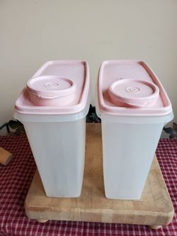 Two 8 1/2 inch Tupperware Cereal Keepers
