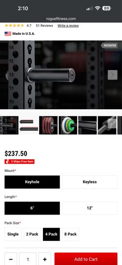 Rogue monster plate storage pin 4 pack with keyhole