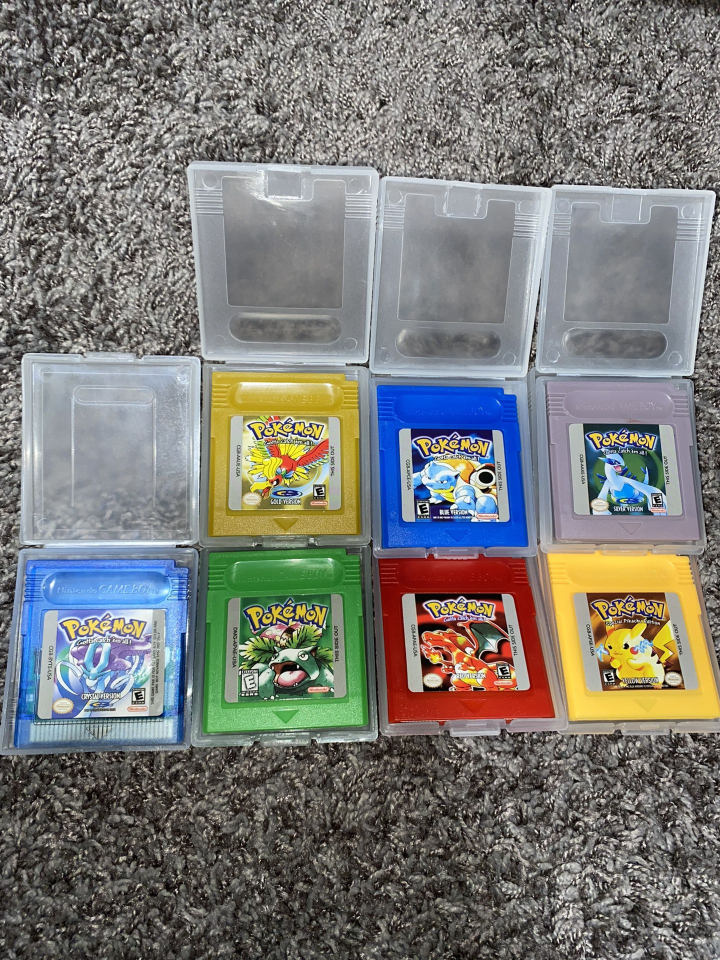 Pokemon Red, Silver, Blue, Green, Gold, Yellow, Crystal All 7 GBC GBA Gameboy