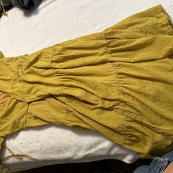 WOMENS V NECK WEAP DRESS YELLOW/green dress size medium