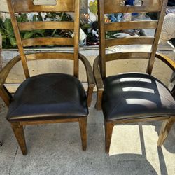 Pair Of Solid Wood Chairs