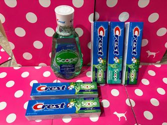 CREST TOOTHPASTE AND SCOPE MOUTHWASH BUNDLE.