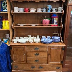Ethan Allen 2 PCs Wooden  Hutch 