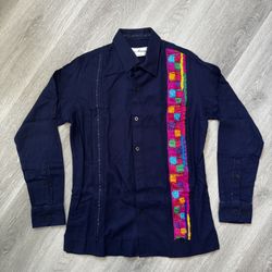 Paco Mayorga Hand Embroidered Shirt Chiapas Mexico Artisan Guayabera Style Men’s M