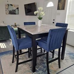 $5 Down Faux Marble Dining Table Set 
