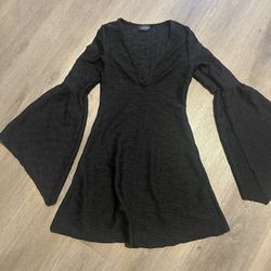 Cider Black Dress With Flare Sleeves Halloween clothes 