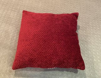 Red Decorative Throw Pillow | Square Soft Medium Sized Throw Pillow | Dimensions in Description