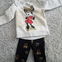 Minnie Mouse Sweatshirt and Leggings Outfit 2T