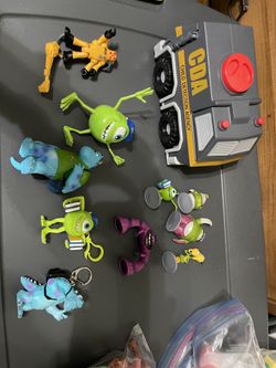 Disney Monster U Figure Lot With Imaginext Van Playset