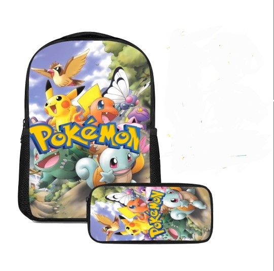 Pokémon Backpack Set with Pencil Case & Keychains 16x12x6.3"