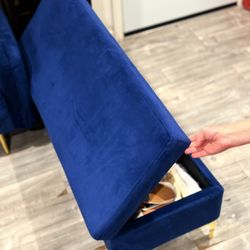 Blue Bubble Storage Bench/ Ottoman 