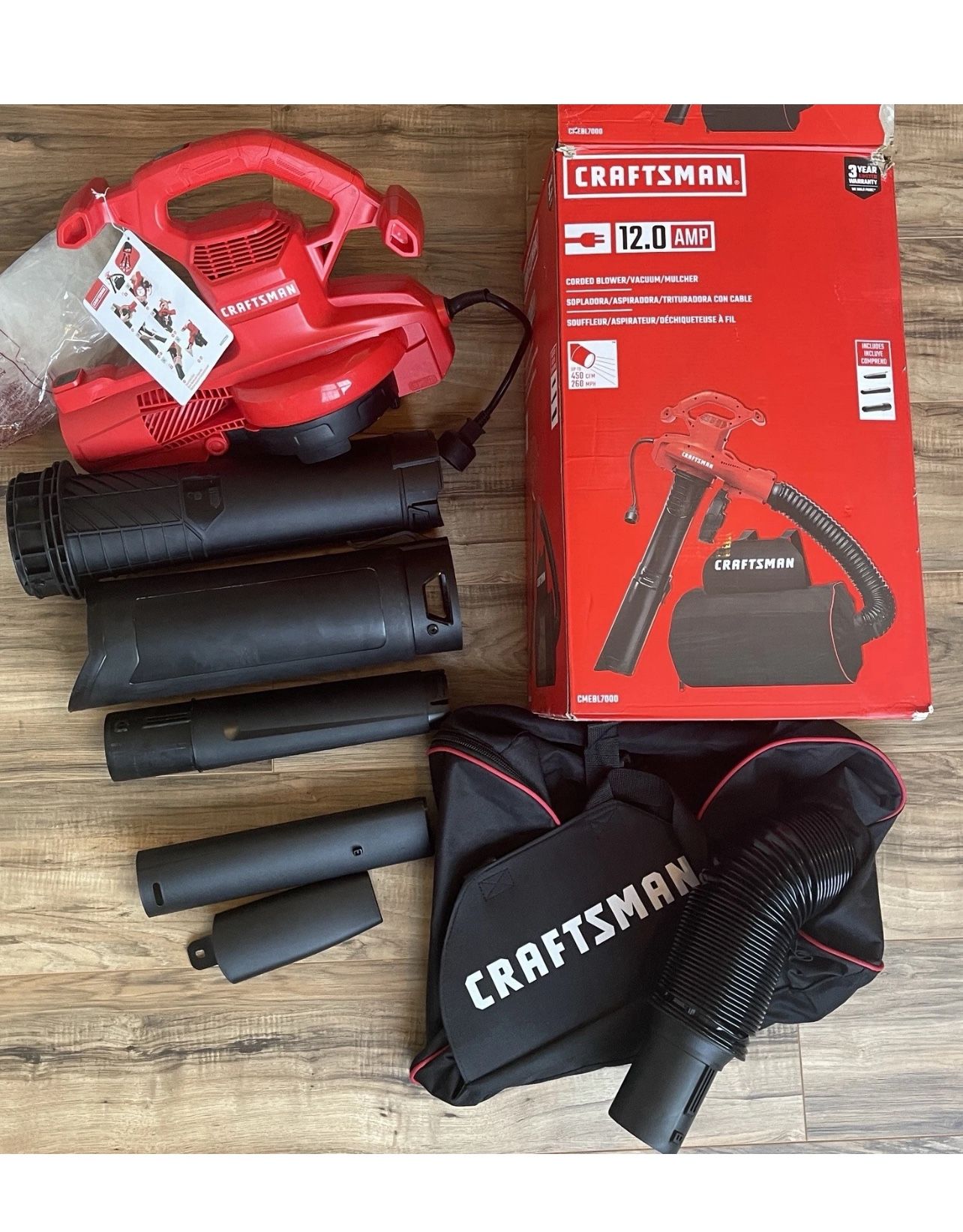 CRAFTSMAN CMEBL7000 450-CFM 260-MPH Corded Electric Backpack Leaf Blower 85