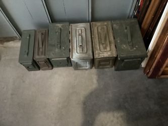 Six military ammo boxes had different caliber rounds in them see pictures