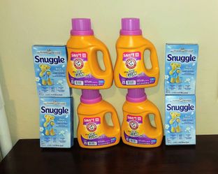 4 Arm & Hammer Laundry Detergent & 4 Snuggle Dryer Sheets
