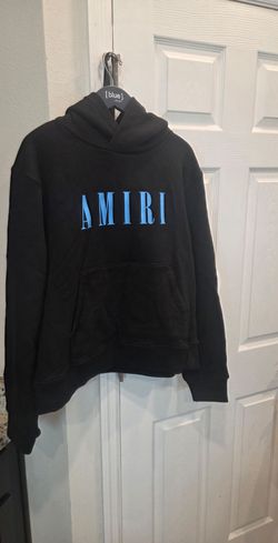 Amiri Black Hoodie with Blue Logo