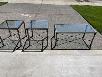 Pier 1 Imports Glass Coffee Table + 2 End Tables