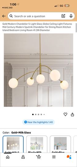 5-Light Glass Globe Ceiling Light