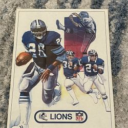 Vintage 1982 Kellogg’s Raisin Bran Detroit Lions 8x10 Poster