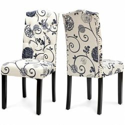 Set Of 2 Tufted Upholstered Dining Chair-Black & White