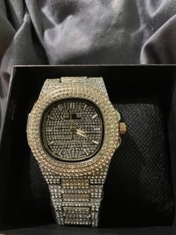 Fully iced out Montres Carlo 5131 Luruxy swarovski crystals watch, brand new from OG Jewelers