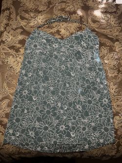 Lucy Love Teal Floral Halter Sweetheart Top