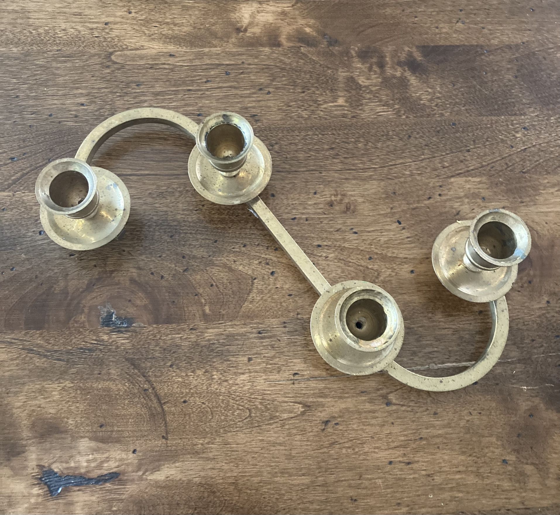 Vintage Brass S Shaped Candle Holder