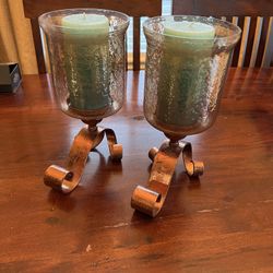 2 Candle Holders With Candles  