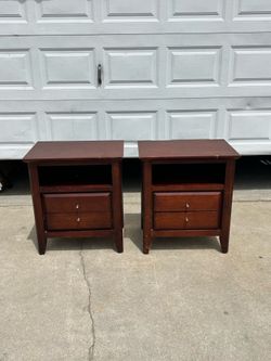 Pair of Dark Wood Nightstands