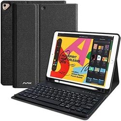 iPad Keyboard Case for 10.2" 9th/8th/7th Generation 2021/2020/2019, Detachable Wireless BT Keyboard with Magnetic Protective Cover with Pencil Holder 