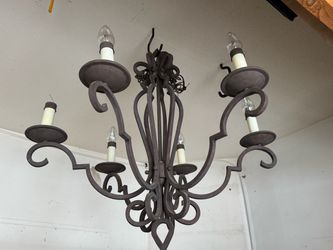 Large 6-Light Wrought Iron Style Chandelier – Rustic Bronze