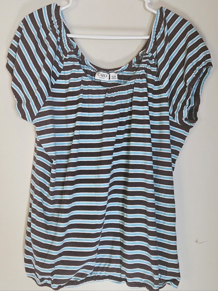 14 / 16 Cato Women'sStriped Shorts Sleeve Top