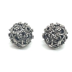 Sterling Bali Bead Pair