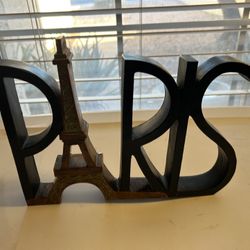 Nice Wood/Metal Paris Figure With The Eiffel Tower
