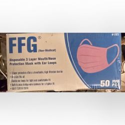 GENERIC 50 PACK OF DISPOSABLE 3 LAYER MOUTH/NOSE PROTECTION MASK- PINK