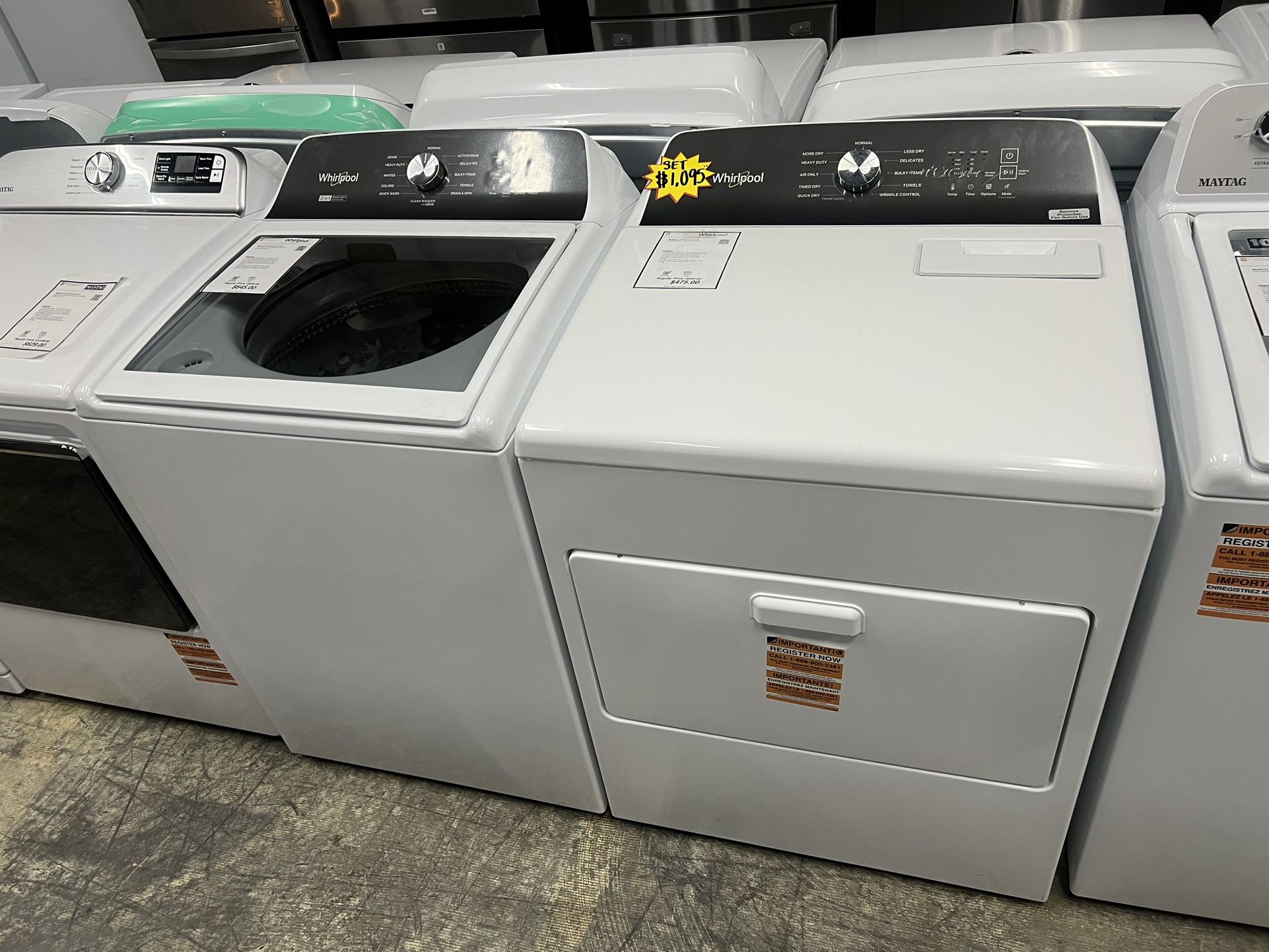 Whirlpool 4.8cu.ft washer and ELECTRIC dryer - 🔥NEW INVENTORY🔥