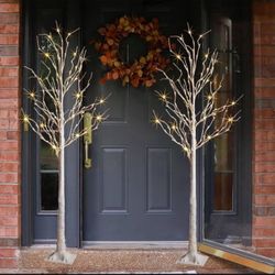 Birch Tree Lights 6+6FT, Set of 2 Prelit Trees 8 Lighting Effects and Time