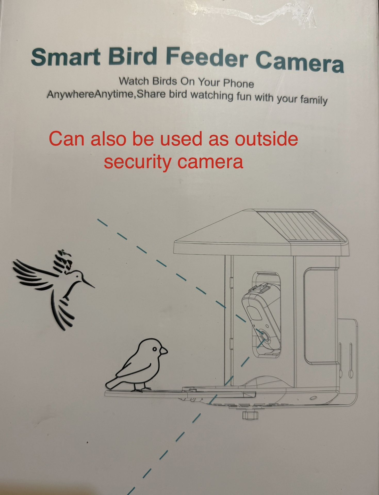 Bird Feeder Camera wi Motion Detection, Solar Powered, WiFi, 1080P HD 160 Degree