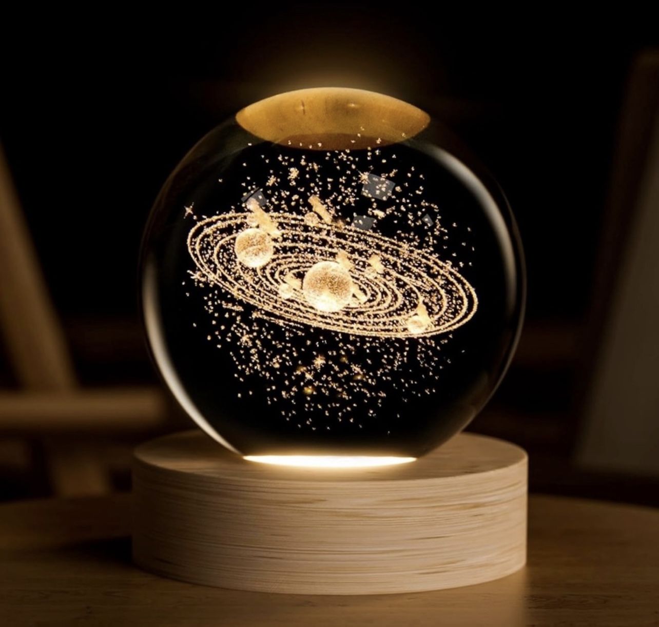 3D Solar System Crystal Ball, 2.4inch Universe Gifts Decorative Quartz Glass Ball, Space Laser Engraved Model Astronomy Decor, Paperweight Physics Dis