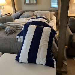 Brand New Pottery Barn Navy Blue And White Rugby Bedding Set