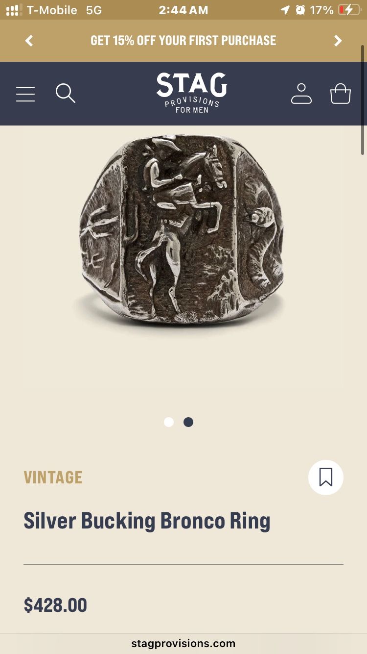 Silver Bucking Bronco Ring 