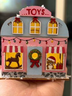 Handcrafted miniature christmas shop