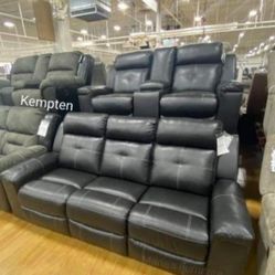Kempten Black Recliner Livingroom Set SAME DAY DELIVERY By ASHLEY 