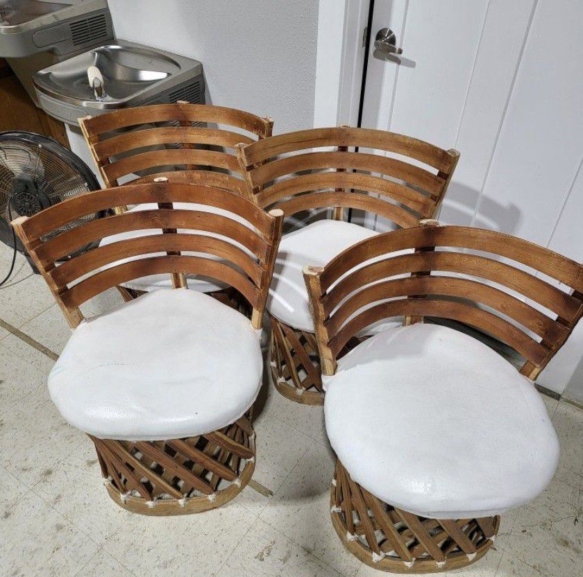 4 MEXICAN LEATHER CHAIRS