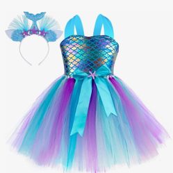 Girls Mermaid Costumes Tutu Dress (4-6)