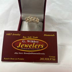 14 Kt Genuine Gold & Lab Diamonds , Miami Cuban , Ring, Size10 