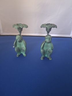 Vintage Brass Monkey candle holders