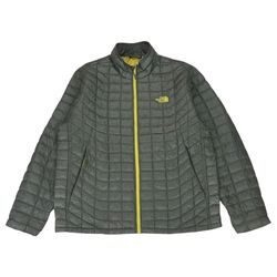 The North Face ThermoBall Jacket Mens XL Gray Puffer Insulated Full Zip Sweater